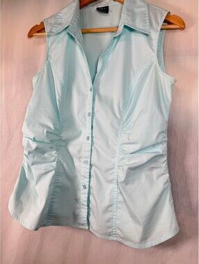 Tribal Llight Blue Sleeveless Button-up Blouse Women's Size 8